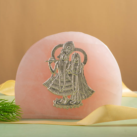 NATURAL ROSE QUARTZ STONE PURE SILVER Radha Krishna