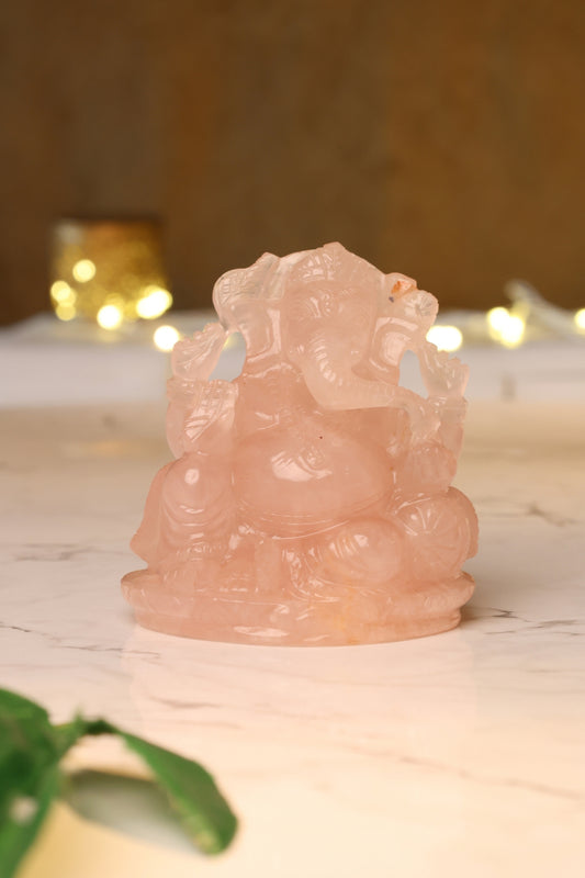 Natural Rose Quartz Ganesha