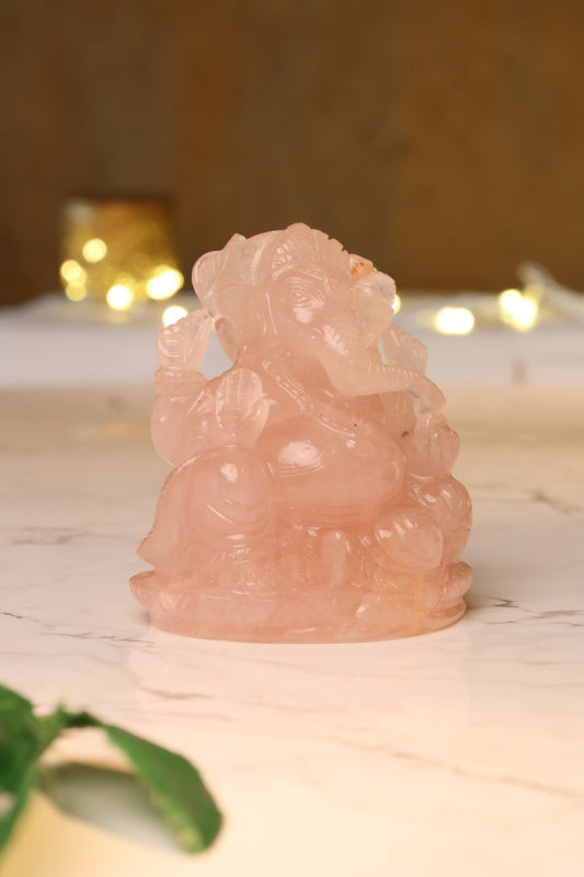 Natural Rose Quartz Ganesha