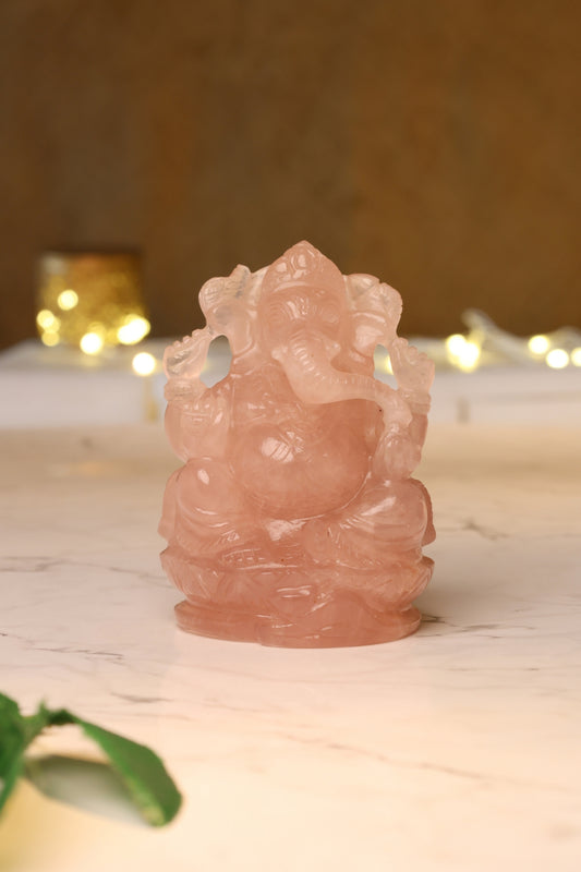 Natural Rose Quartz Ganesha