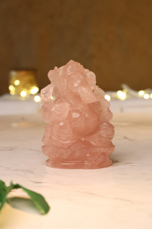 Natural Rose Quartz Ganesha