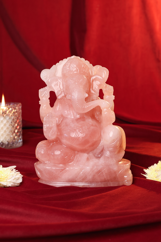 Natural Rose Quartz Ganesha