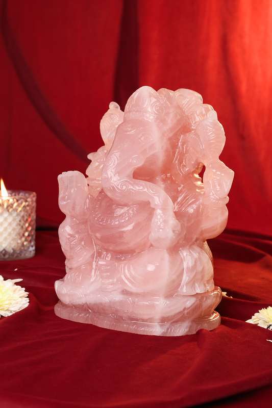 Natural Rose Quartz Ganesha