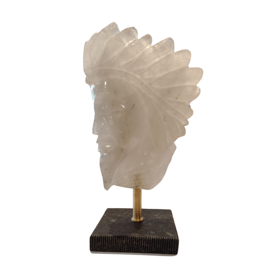Natural & Handcrafted Clear Quartz Sculpture with Black Agate Base