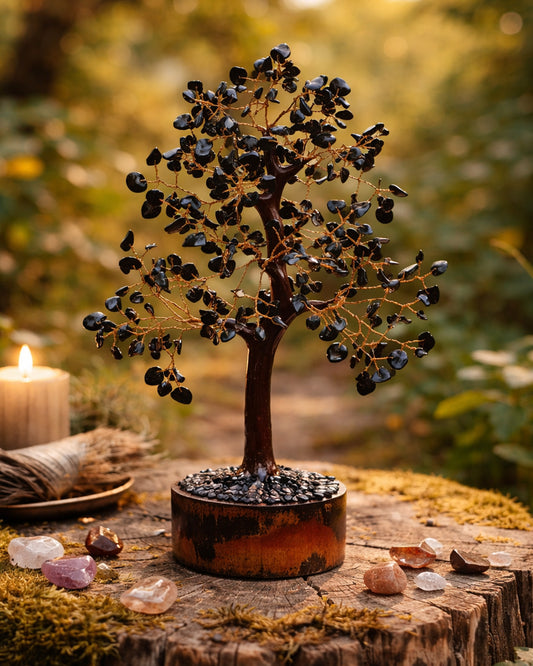 Natural Black Agate Gemstone Tree