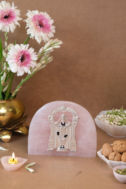 NATURAL ROSE QUARTZ STONE TIRUPATI BALAJI JI