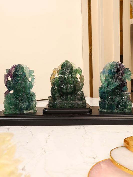 Multi-Fluorite Lakshmi Ji Ganesh Ji Sarasvati Ji