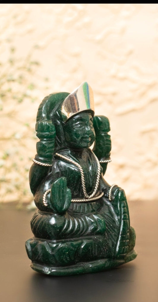 Green Aventurine Lakshmi ji (with Silver)
