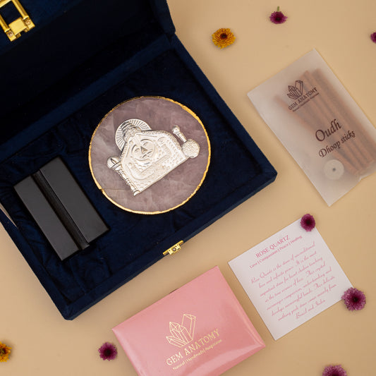 NATURAL ROSE QUARTZ COASTERS WITH IDOLS