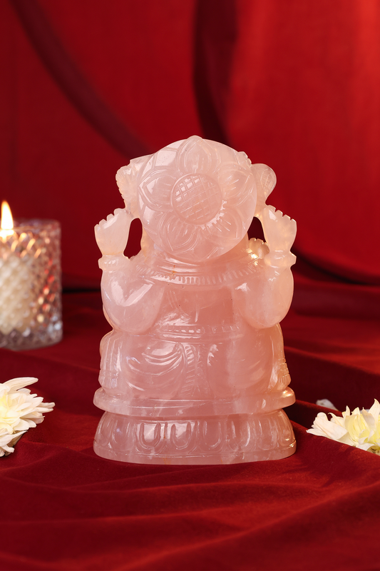 NATURAL ROSE QUARTZ GANESHA