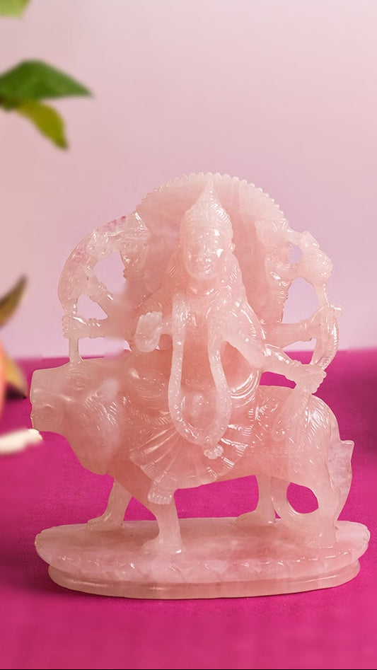 NATURAL ROSE QUARTZ DURGA MAA