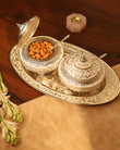 Set of two sugar pots with oval tray (White)
