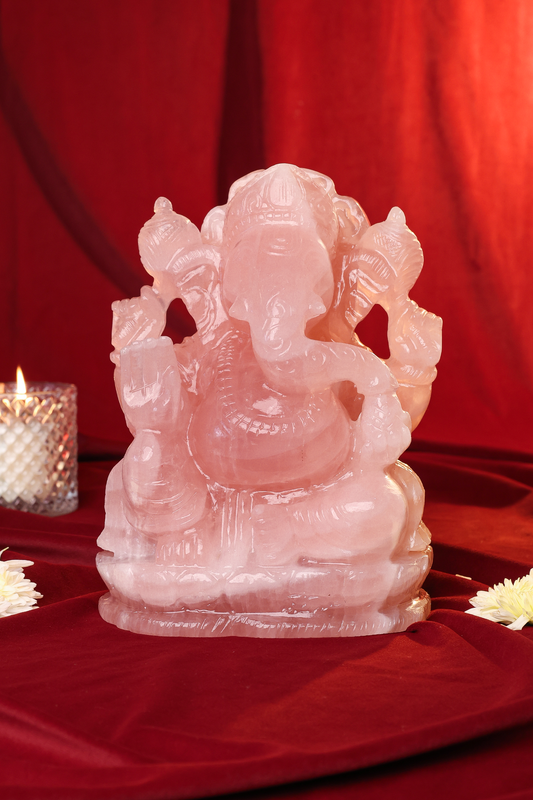 Natural Rose Quartz Ganesha
