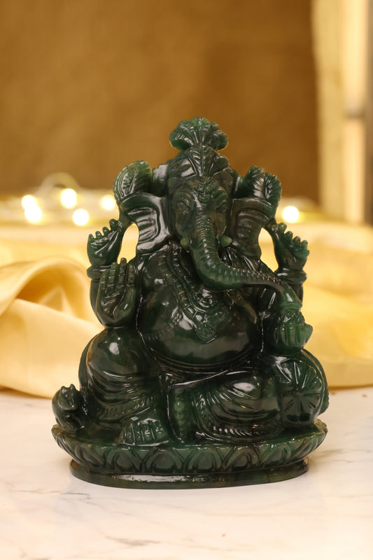 Natural Green Aventurine Ganesha  (Columbian Jade)