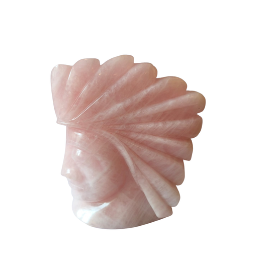 Natural & Handcrafted Rose Quartz Head Sculpture