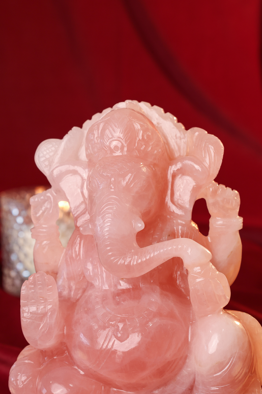 Natural Rose Quartz Ganesha