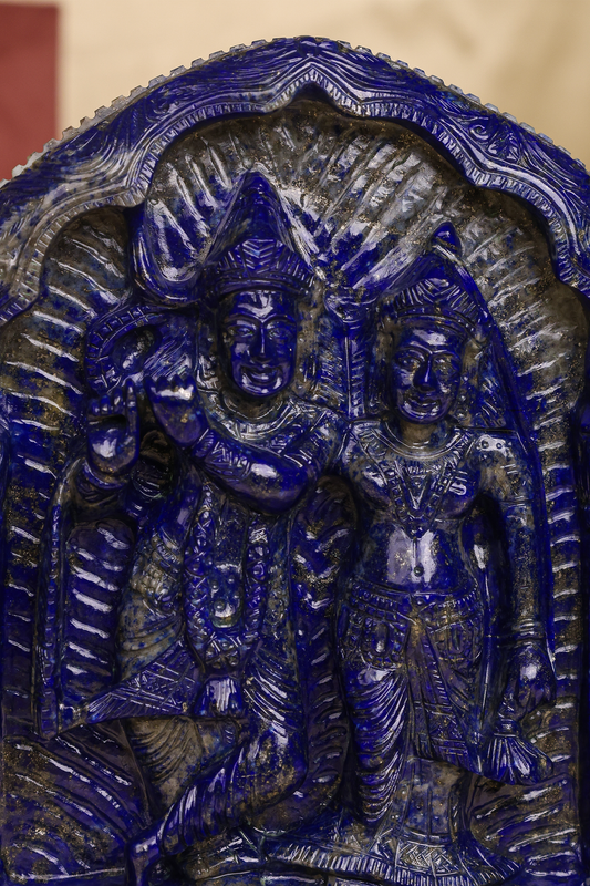 LAPIS LAZULI RADHA KRISHNA WITH WOODEN BASE