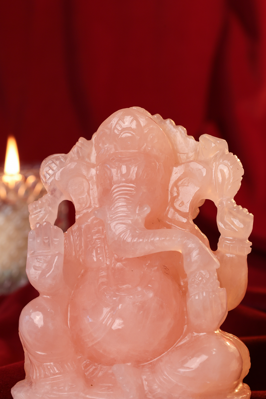 Natural Rose Quartz Ganesha