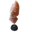 Natural & Handcrafted Rose Quartz Head Sculpture with Black Agate base