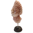 Natural & Handcrafted Rose Quartz Head Sculpture with Black Agate base