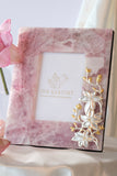 NATURAL ROSE QUARTZ PHOTOFRAME WITH PURE SILVER FLOWER