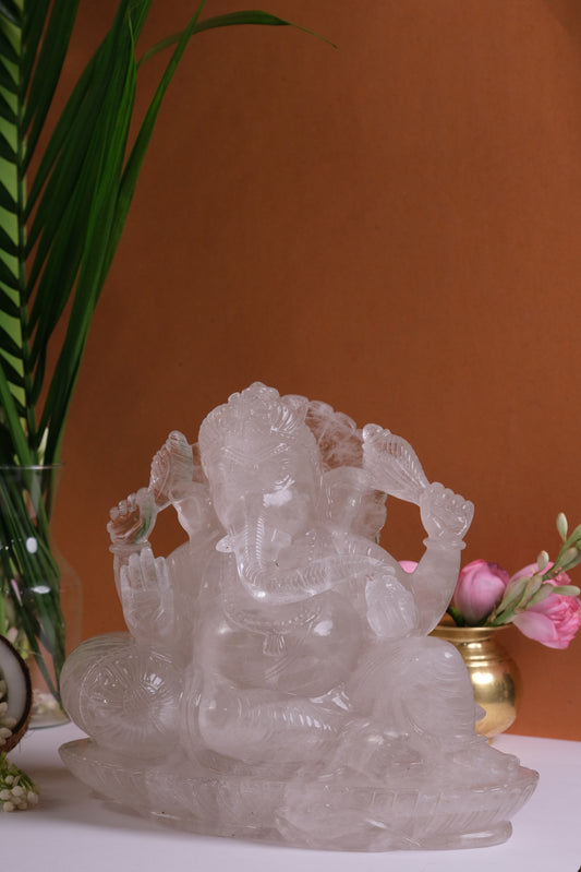 Natural Clear Quartz Ganesha