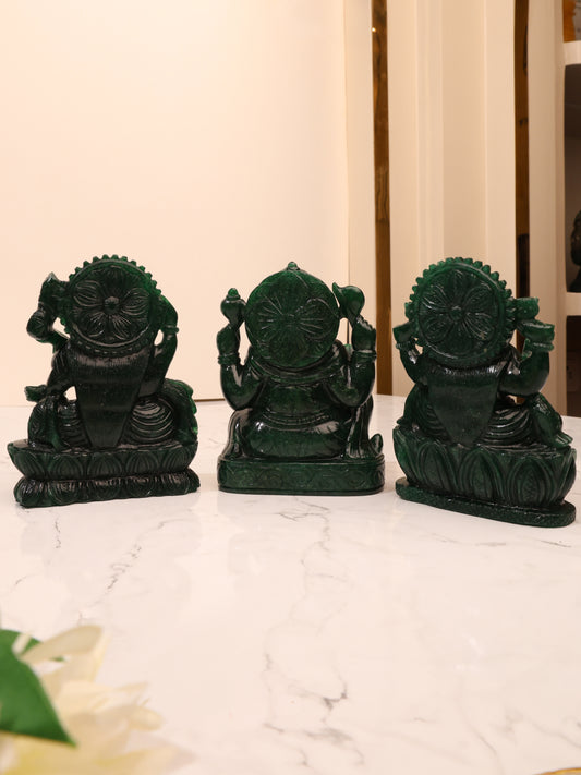 Green Aventurine Lakshmi JI Ganesh Ji Sarasvati Ji