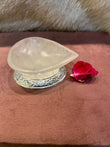 Natural White Quartz Diya/Lamp With Silver Base