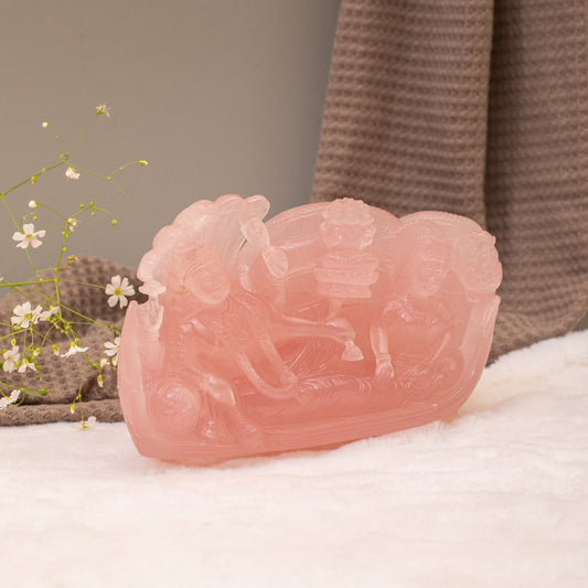 Natural Rose Quartz Lakshmi Ji & Vishnu Ji