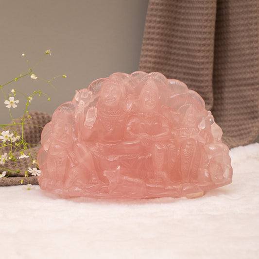 Natural Rose Quartz Shiv Parivaar