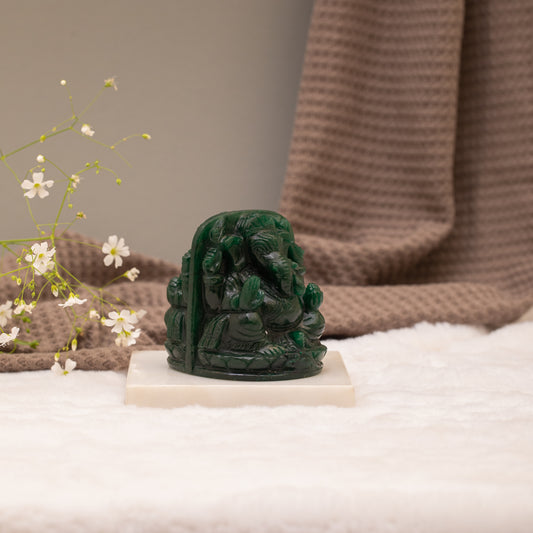 NATURAL GREEN AVENTURINE DOUBLE SIDED GANESHA