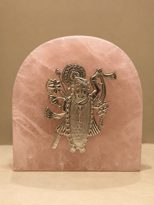 NATURAL ROSE QUARTZ STONE WITH SHRINATH JI