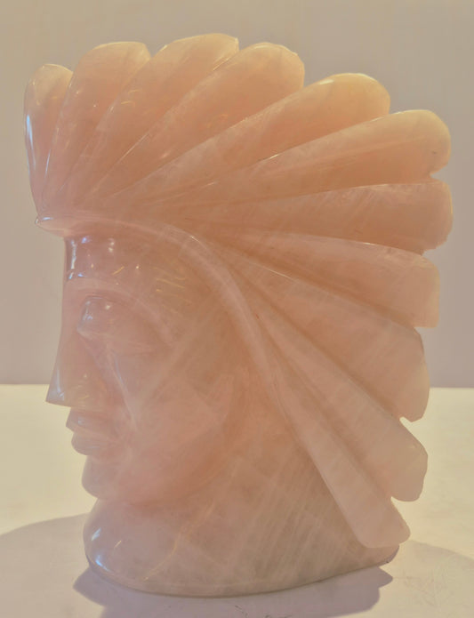 Natural & Handcrafted Rose Quartz Head Sculpture