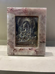 Rose Quartz Photoframe (Resin) with silver Moti Dungri Ganesha