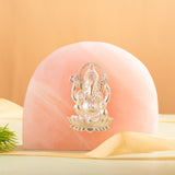 NATURAL ROSE QUARTZ STONE PURE SILVER GANESH JI