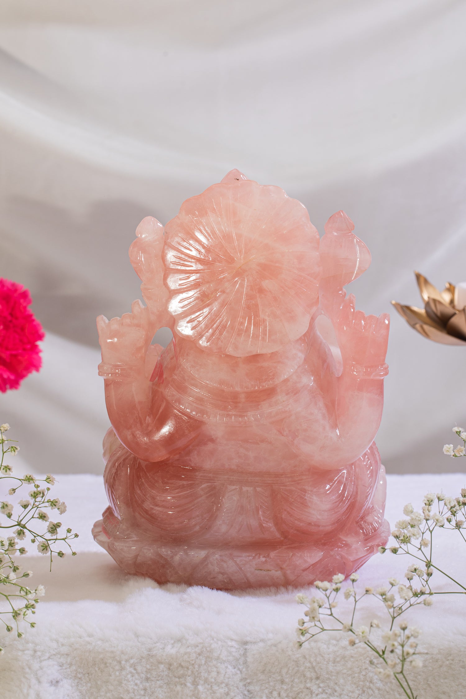 Rose quartz Ganesh Idol