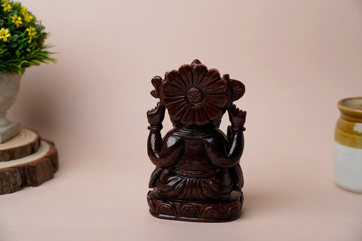 Tiger Eye Ganesh Idol