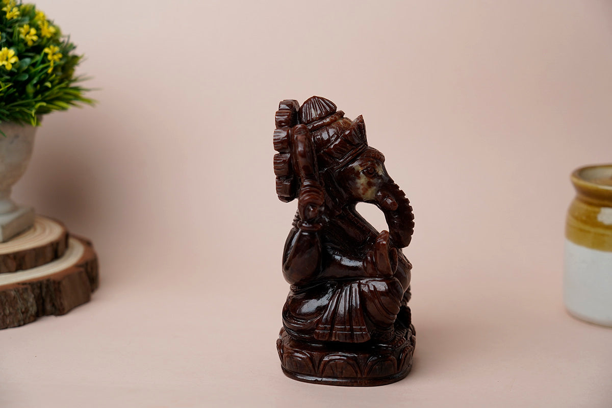 Tiger Eye Ganesh Idol